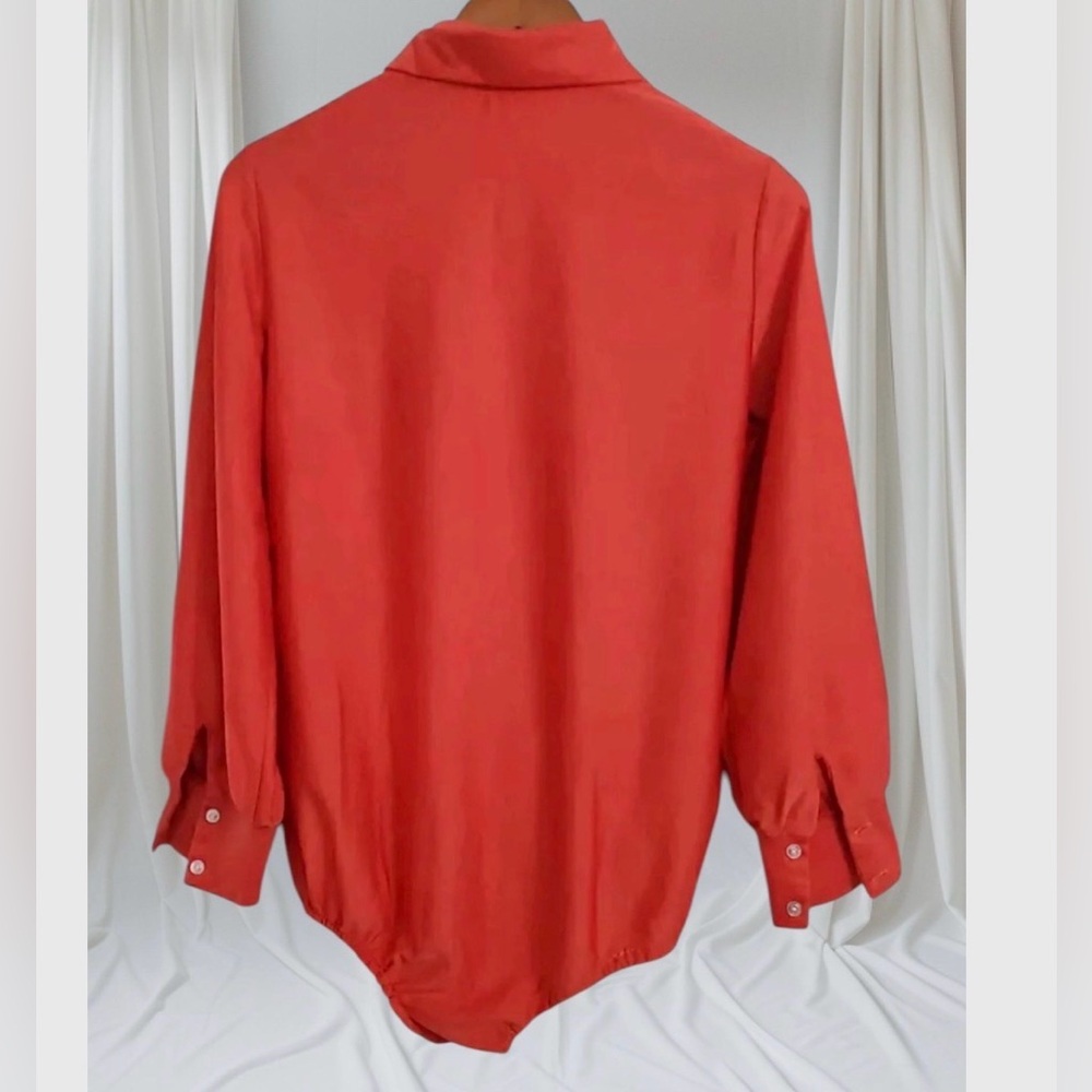 Vintage 1970’s Red Button-Front Collared Bodysuit - Picture 2 of 2